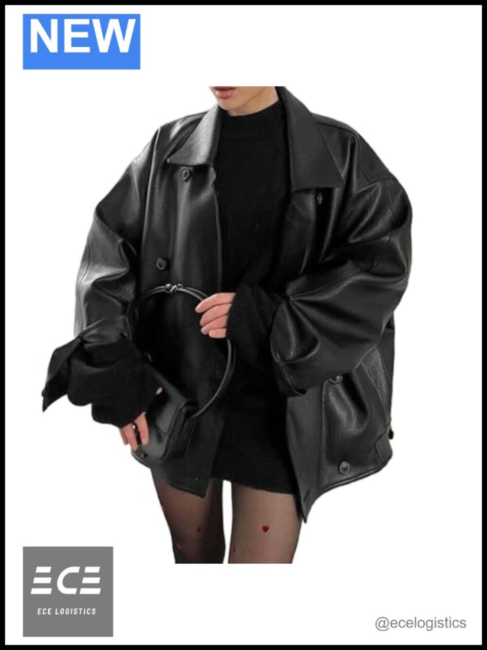 Faux Leather Button Down Oversized Motorcycle Bomber Jacket